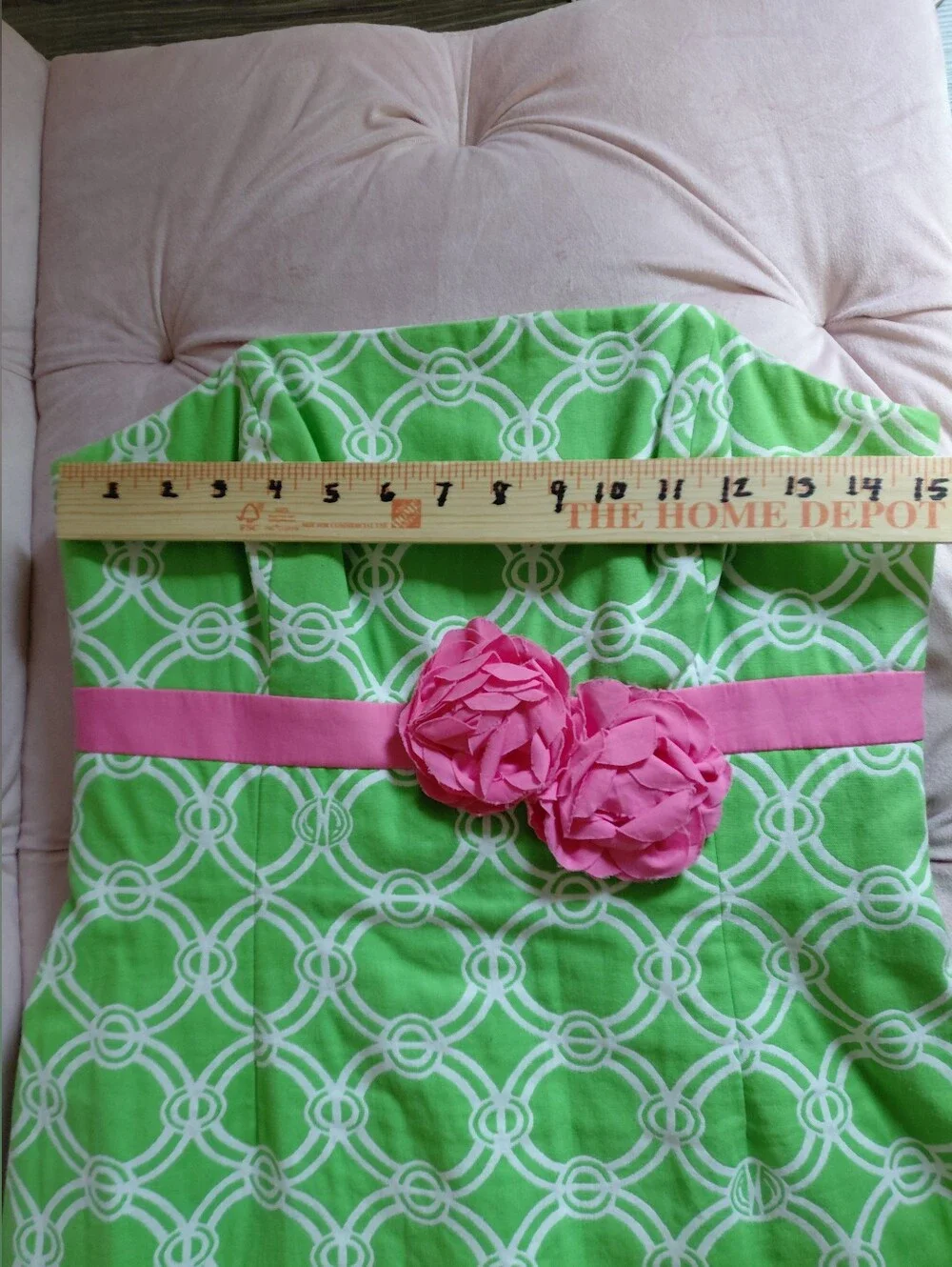 Lilly Pulitzer Green and Pink Strapless Dress - Picture 4 of 8